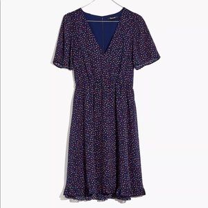 Flutter-Sleeve Ruffle-Hem Dress in Sugar Dot